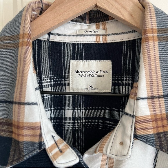 NWOT Abercrombie & Fitch Soft A&F Oversized Boxy Plaid Flannel Button Down XL - Picture 3 of 6